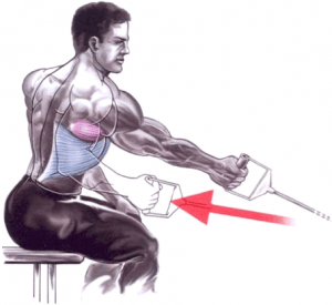 Um desenho de um homem usando uma máquina de cabo