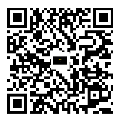 Black-and-white QR code centered on a white background