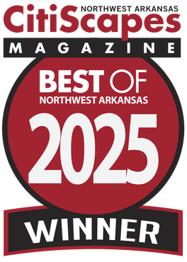 CitiScapes Northwest Arkansas Magazine Best of Northwest Arkansas 2025 Winner award badge in red, black, and white
