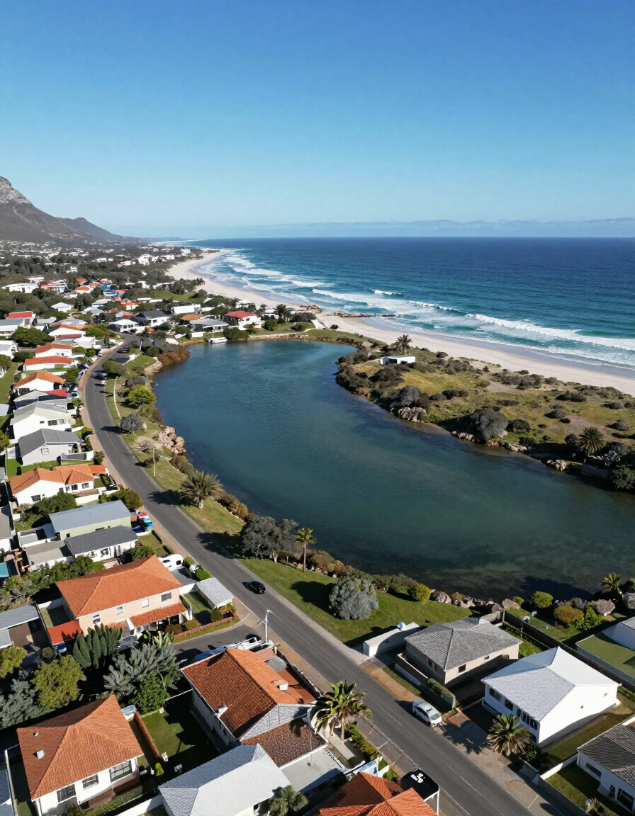 Aerial view of Stilbaai town and estuary