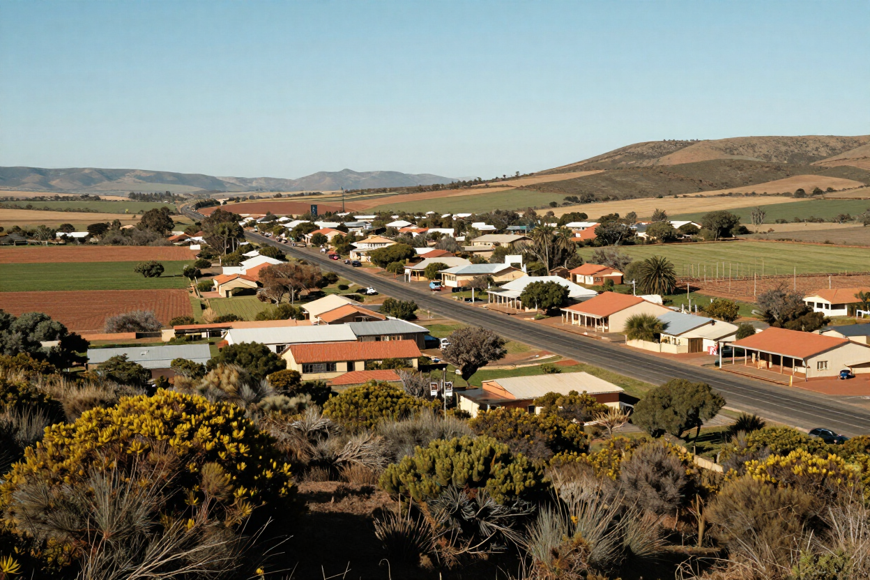 Albertinia town and fynbos landscape