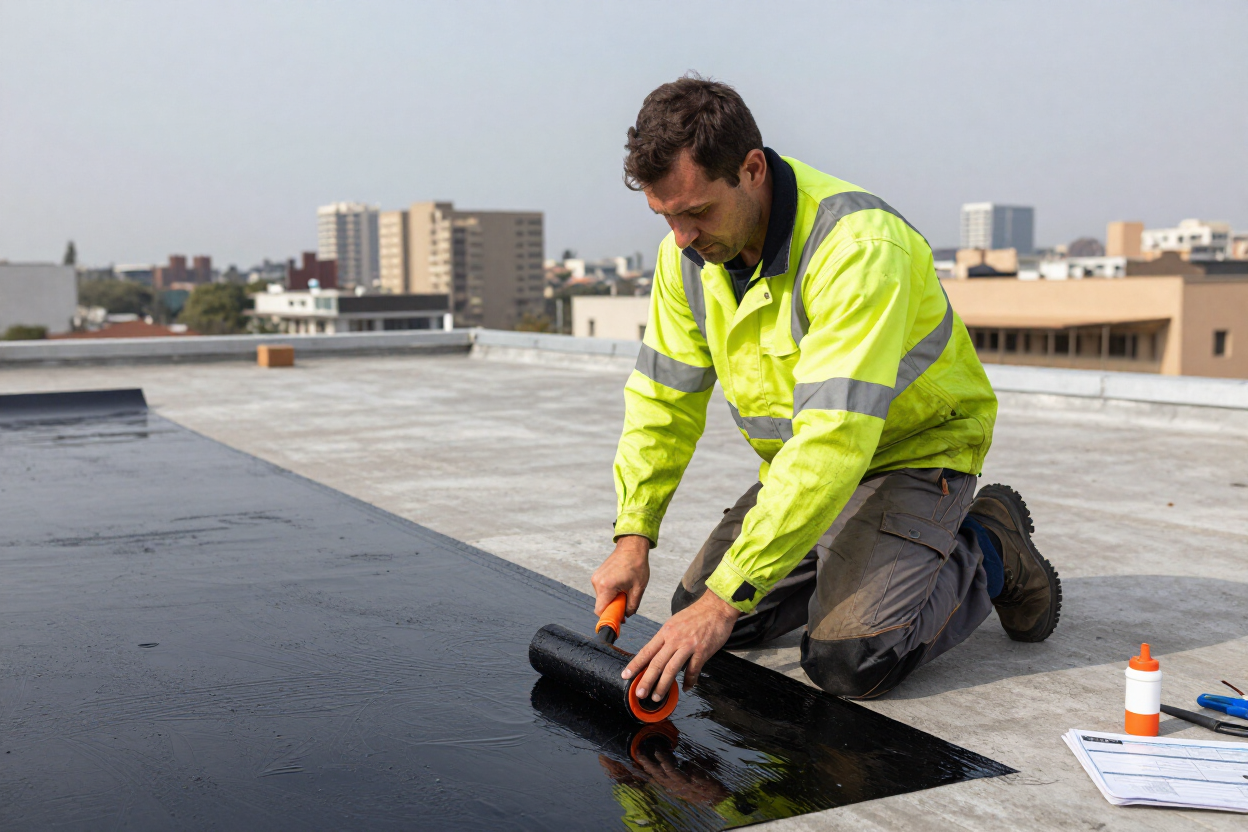 Waterproofing repair on commercial flat roof