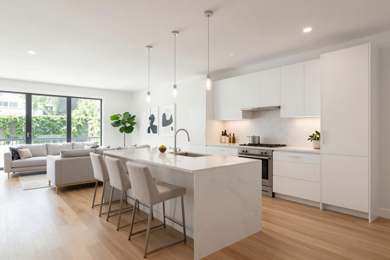Renovated open-plan kitchen in Riversdale home
