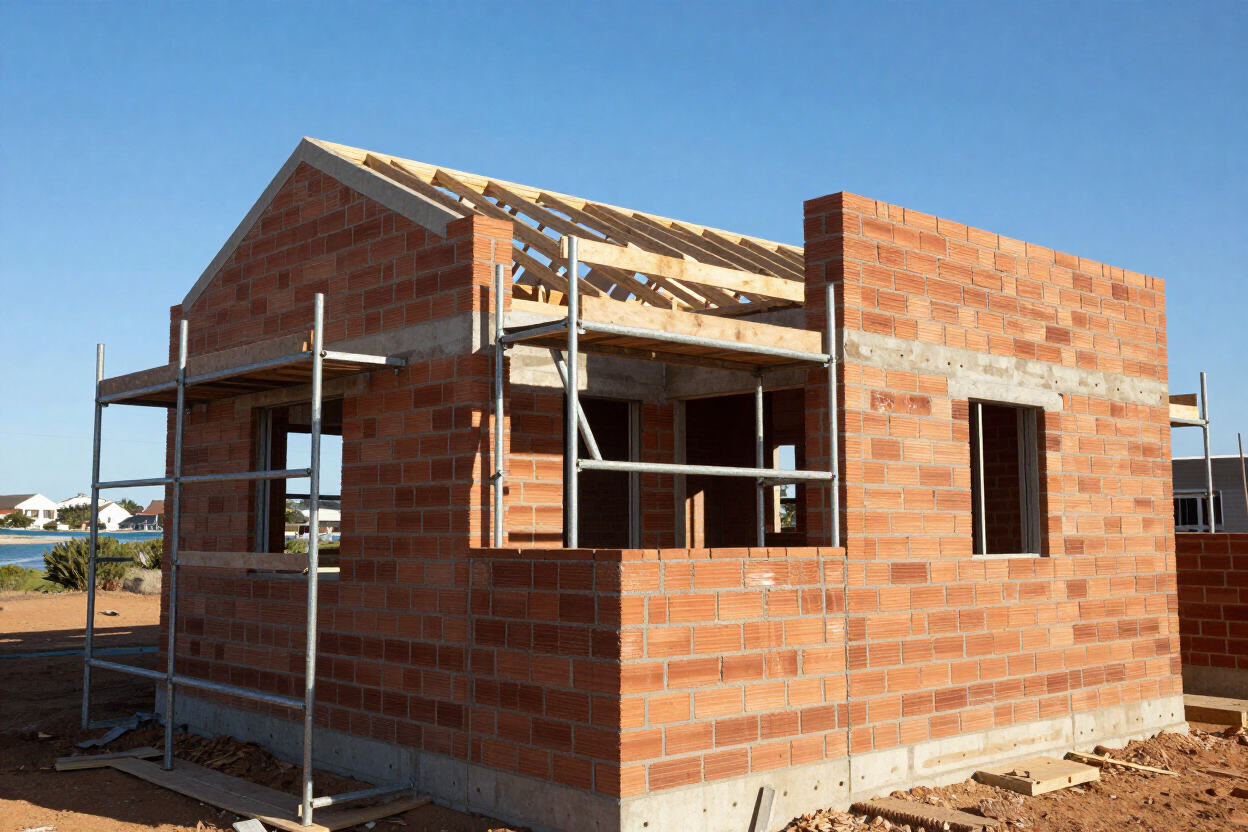 New residential home under construction in a coastal South African town