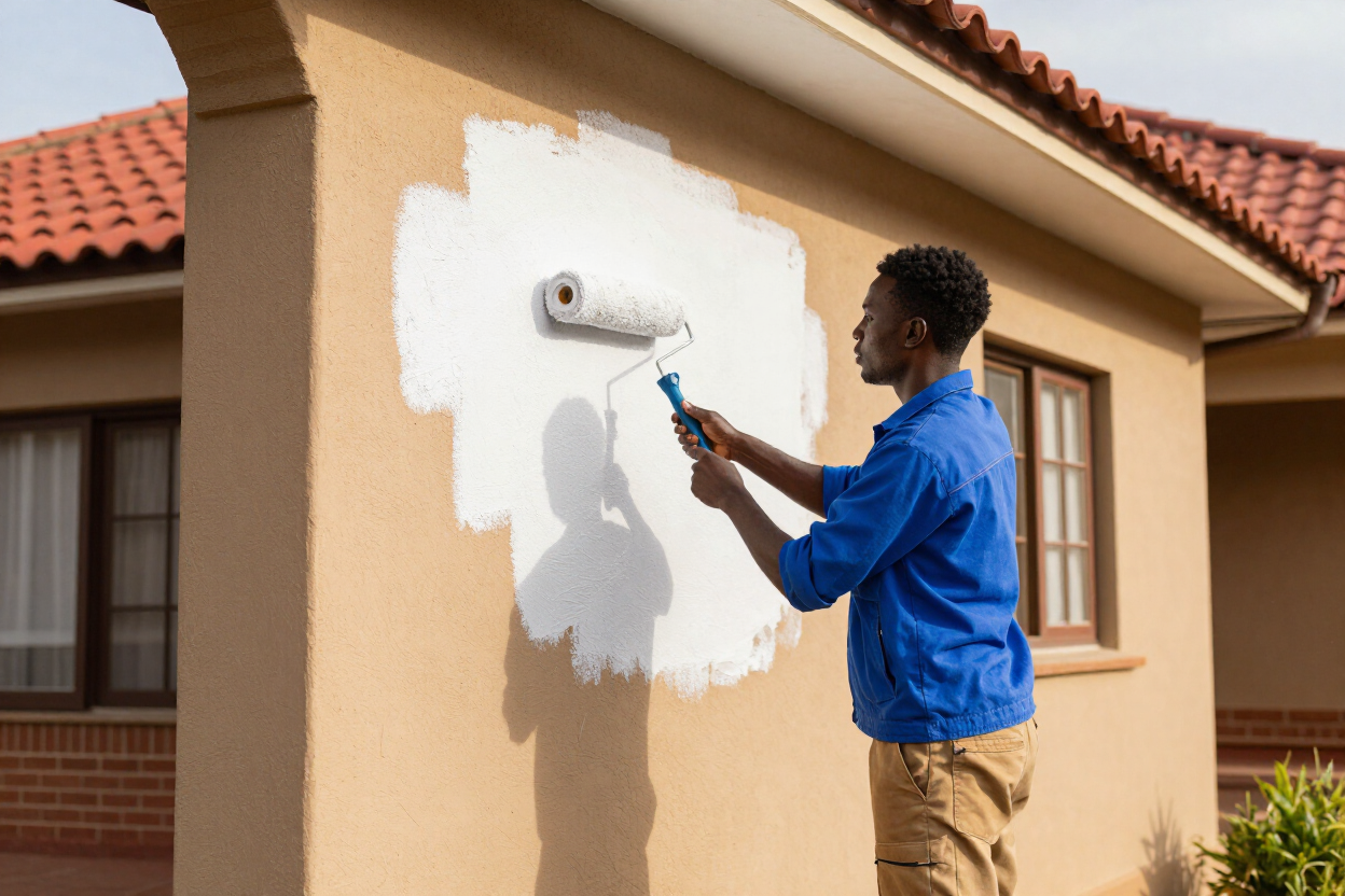 Tradesman performing general property maintenance on a South African home