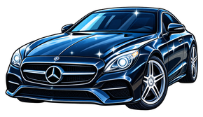 Blue Mercedes-Benz sports coupe on a white background