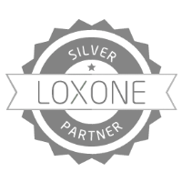 The logo for loxone is a silver partner.