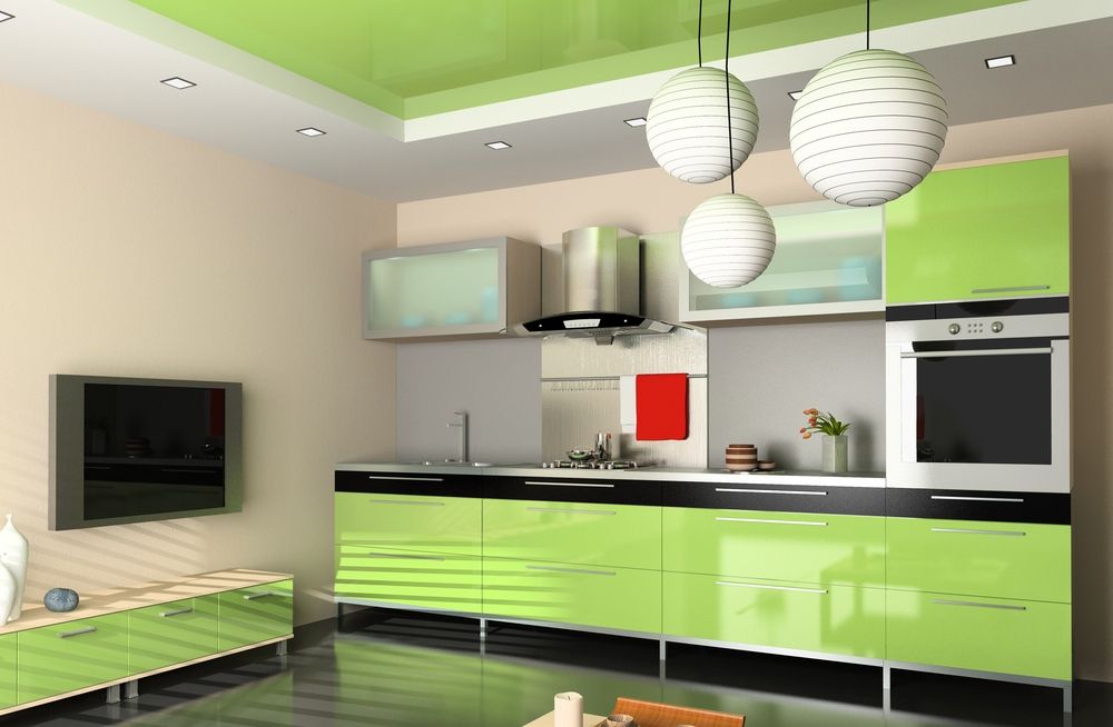 A Kitchen With Green Cabinets and a Green Ceiling — Gavin Cummings Kitchens in Dubbo, NSW