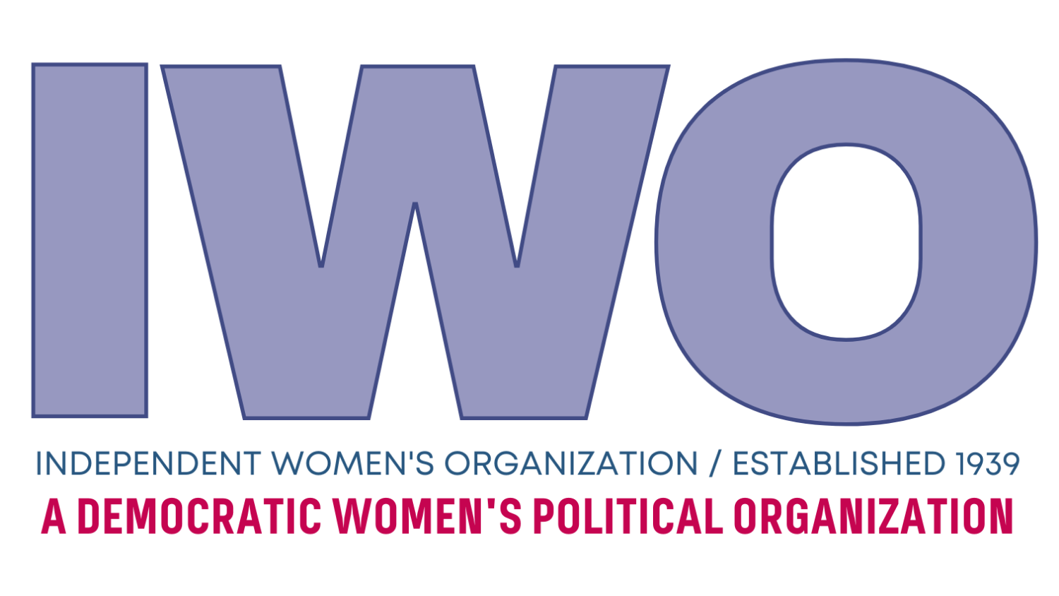 IWO logo: light purple letters, 