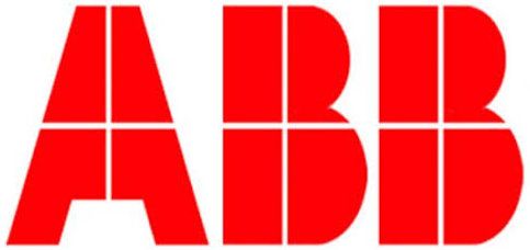 Red ABB logo in bold letters on a white background