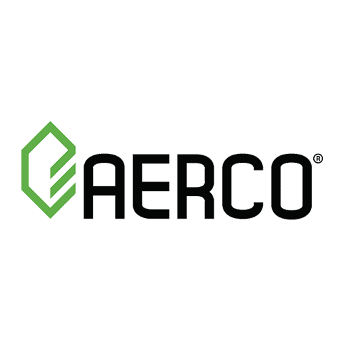 AERCO logo with green geometric icon and black wordmark