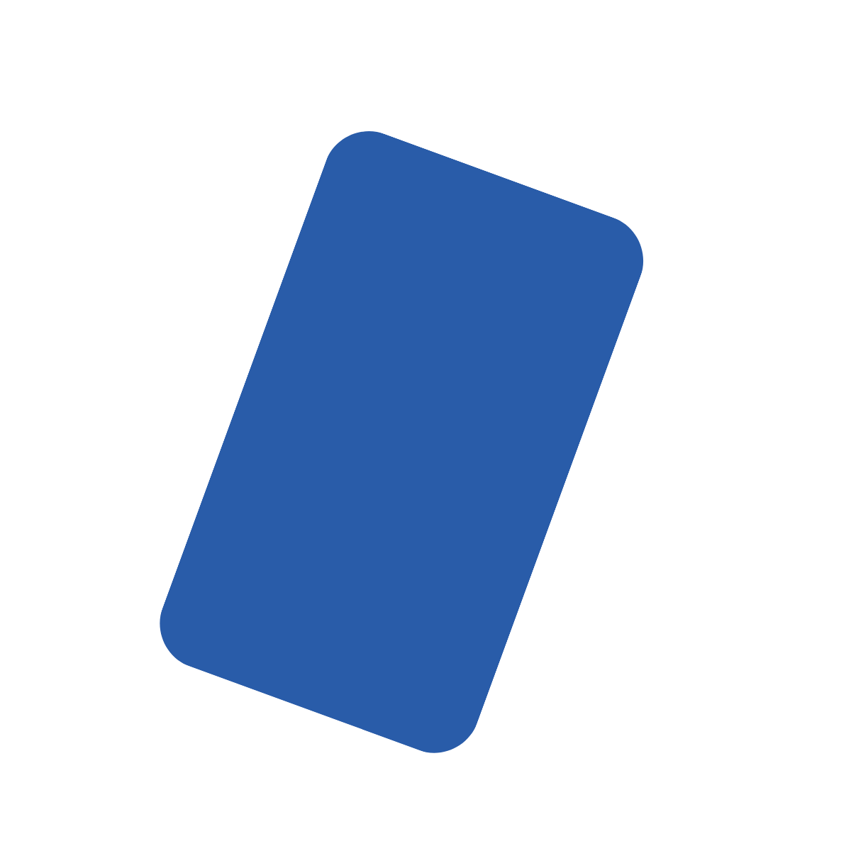 Blue tilted rounded rectangle on a white background