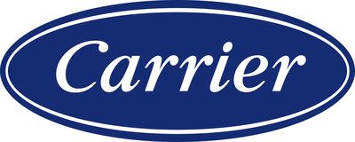Carrier logo: white cursive text in a blue oval with white border
