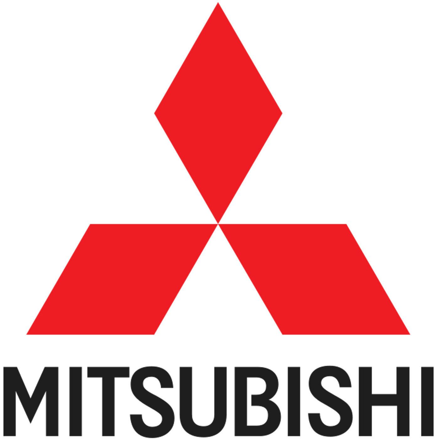 Mitsubishi logo with three red diamonds above the black Mitsubishi wordmark