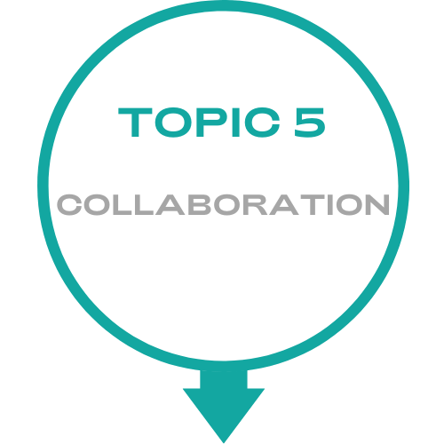 A circle with the words topic 5 collaboration inside of it