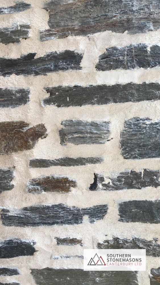plastered schist