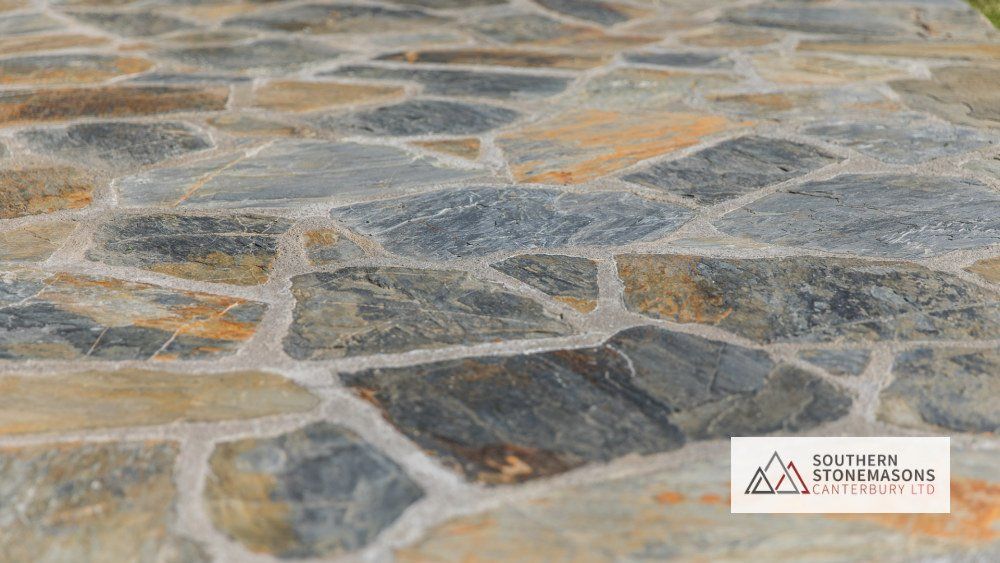 pointed schist paving
