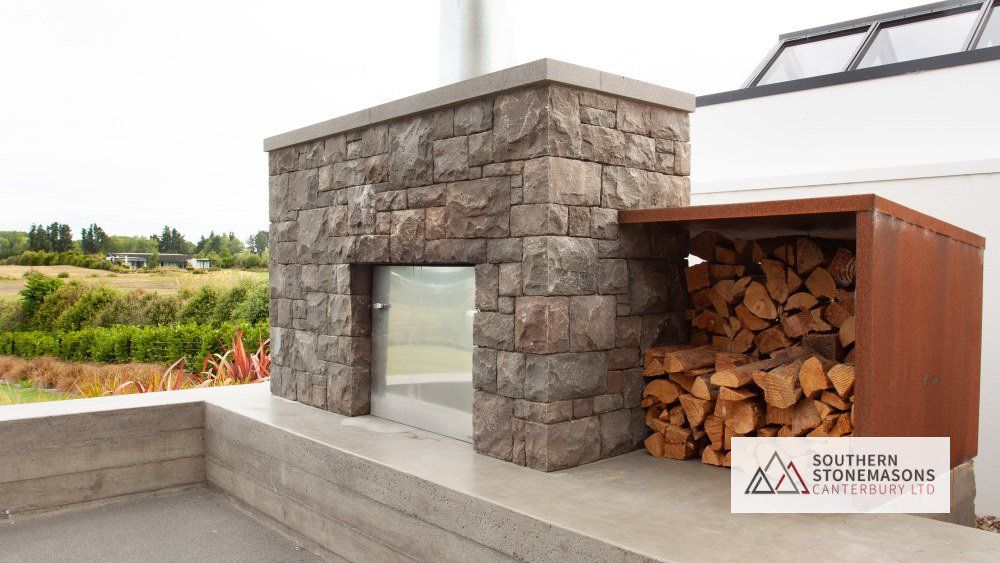 basalt stone fireplace