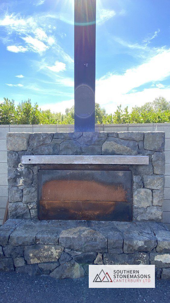 grey basalt fireplace