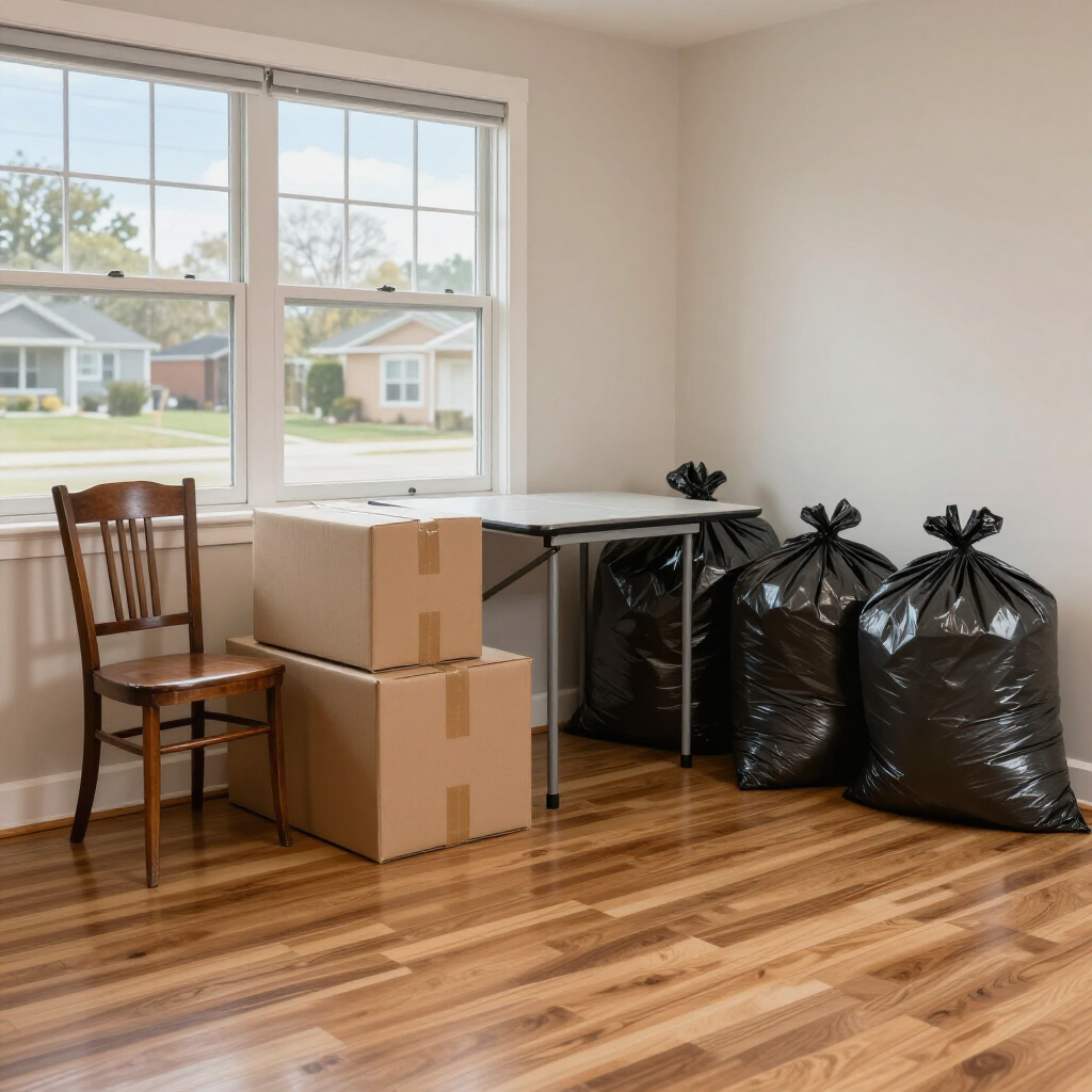 A cleaned-out room after a full property cleanout.