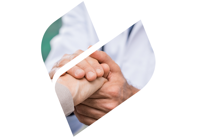 Patient holding hands