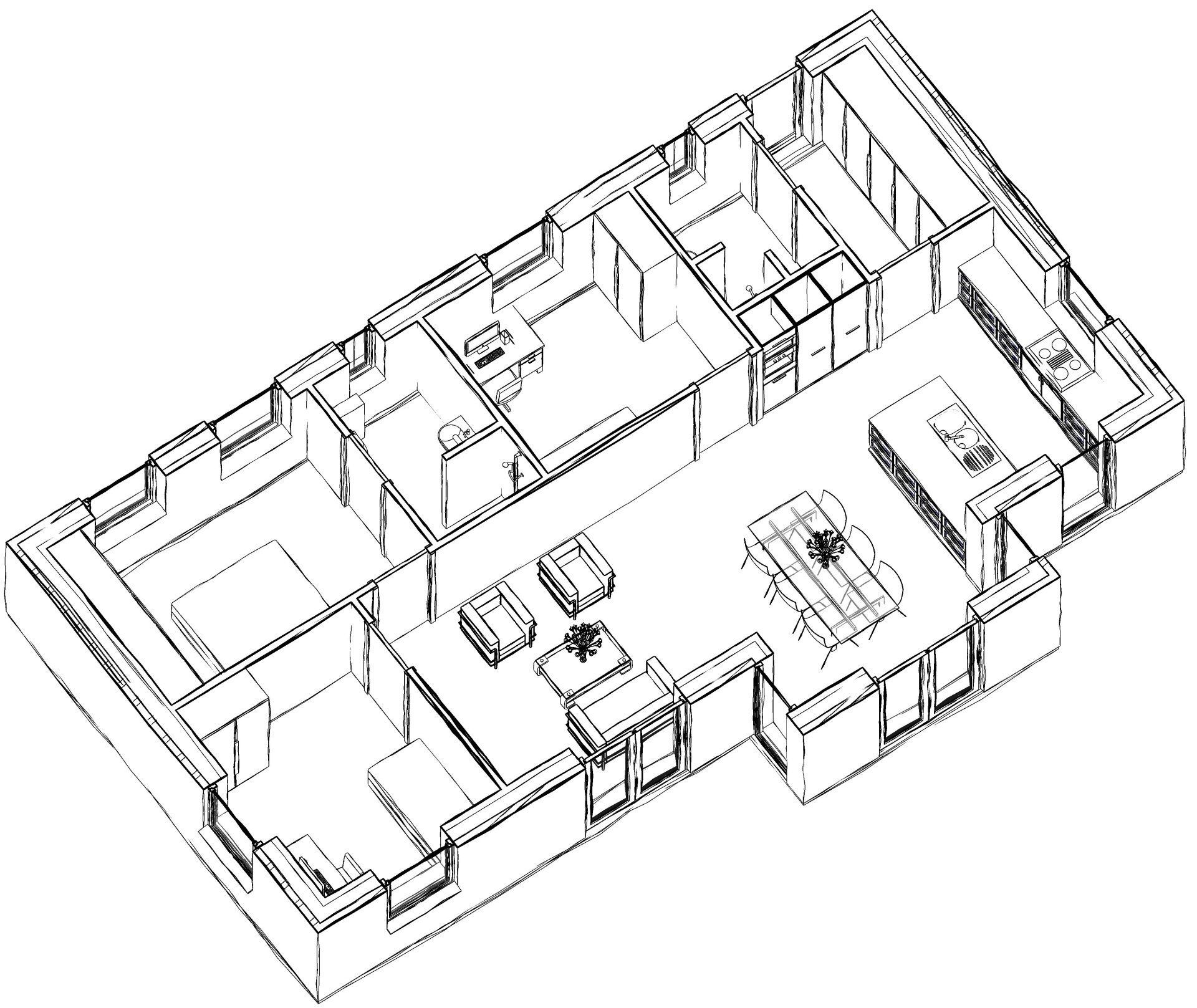 Plantegning på 1/120 Vinkelhus│ Arkitekttegnede typehuse fra Jely Huse