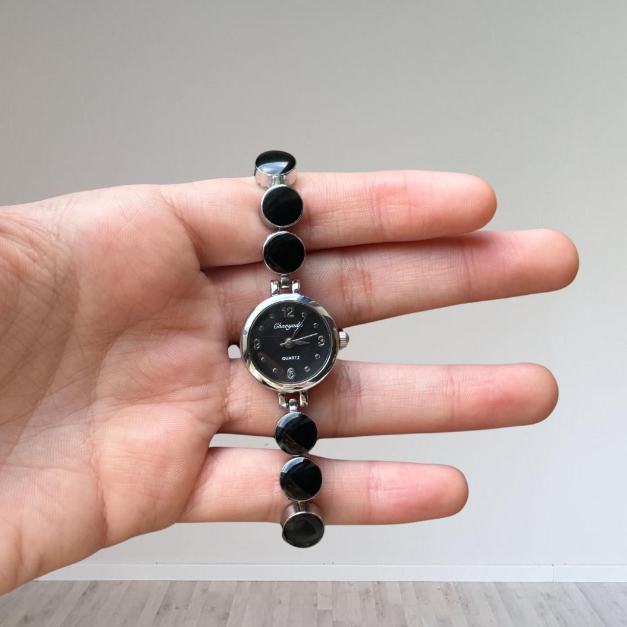 black silver watch
