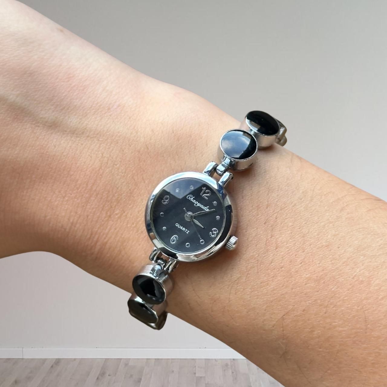 black silver watch