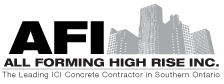 The logo for all forming high rise inc , the leading ici concrete contractor in southern ontario.