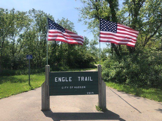 Engle Trail sign in Hudson, Michigan