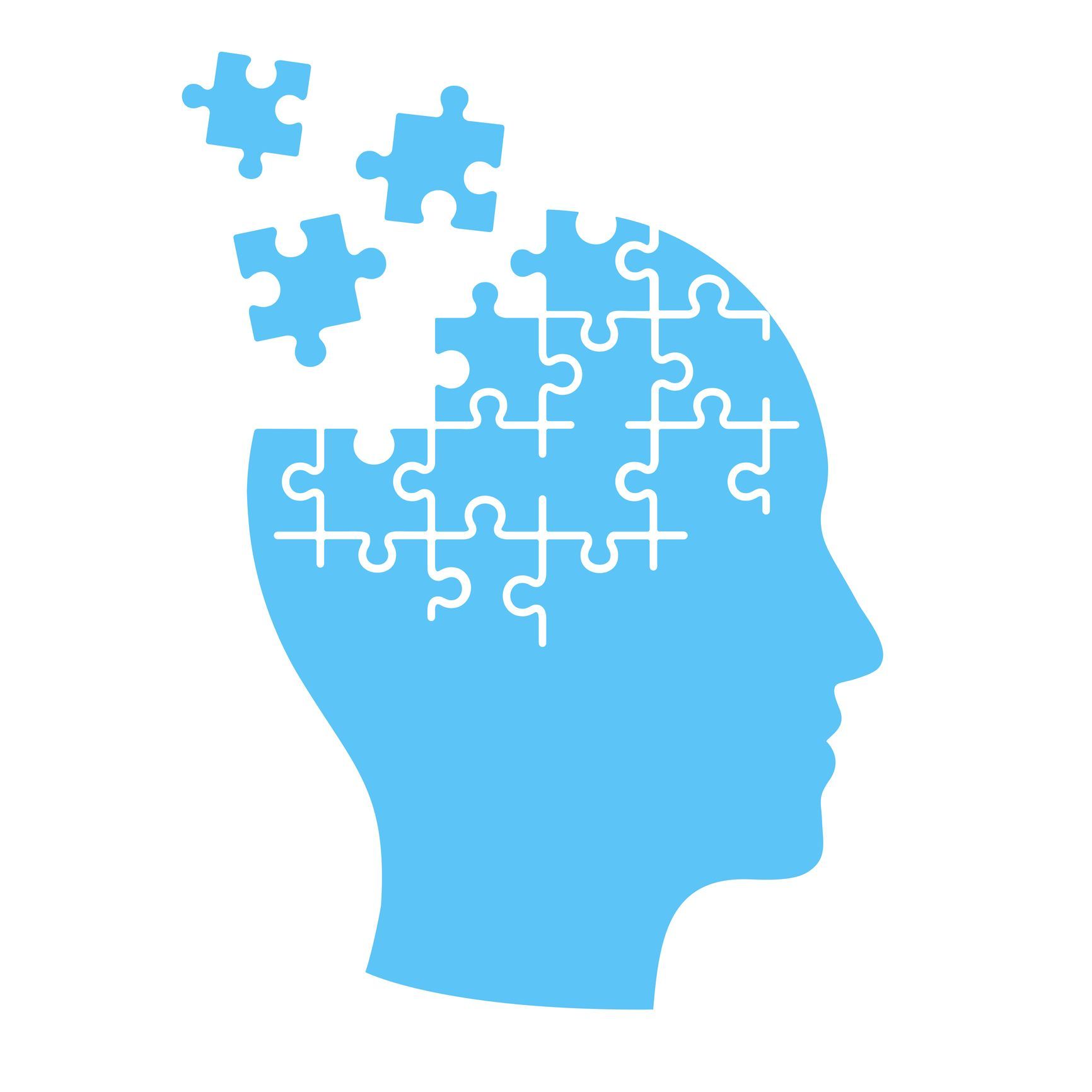 A blue head with puzzle pieces coming out of it