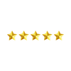 Five gold stars in a row, representing a perfect rating.