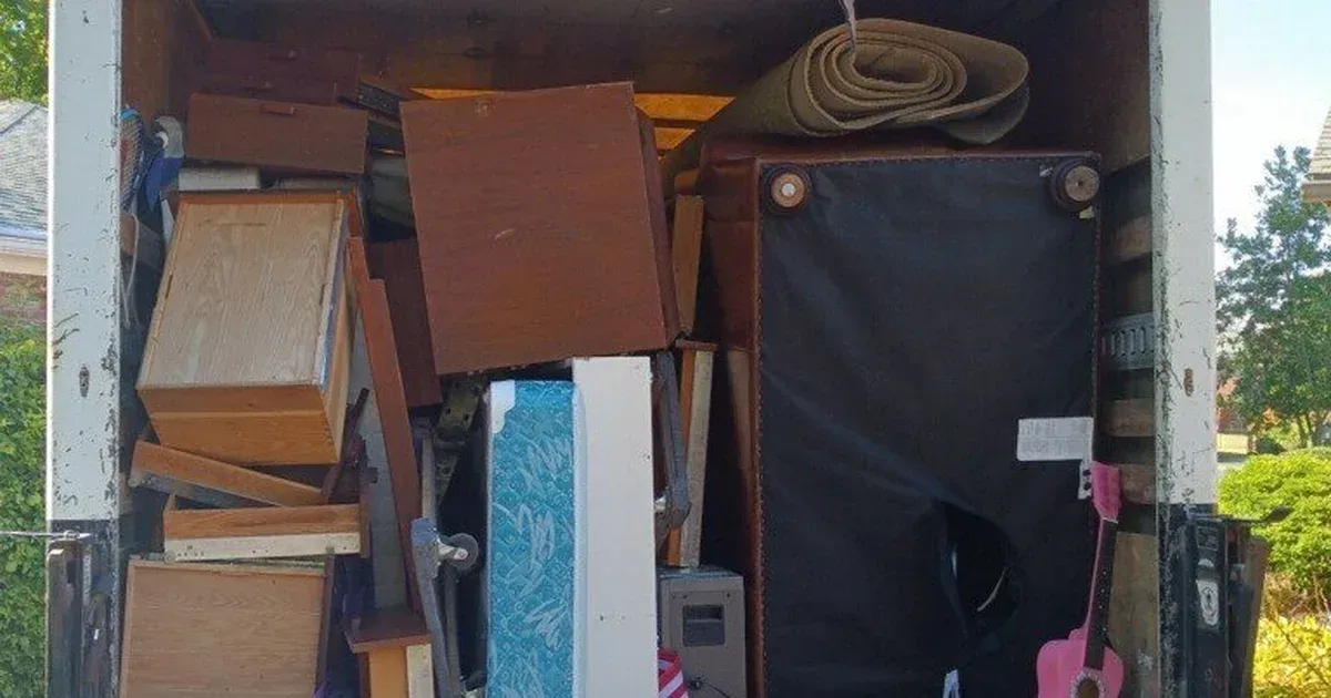 Moving truck packed with furniture and household items for an estate clean out in Louisville, KY