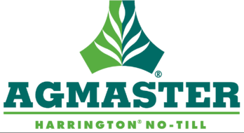 AGMASTER logo with green leaf emblem and “Harrington No-Till” tagline