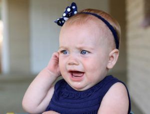 Baby girl with ear infection