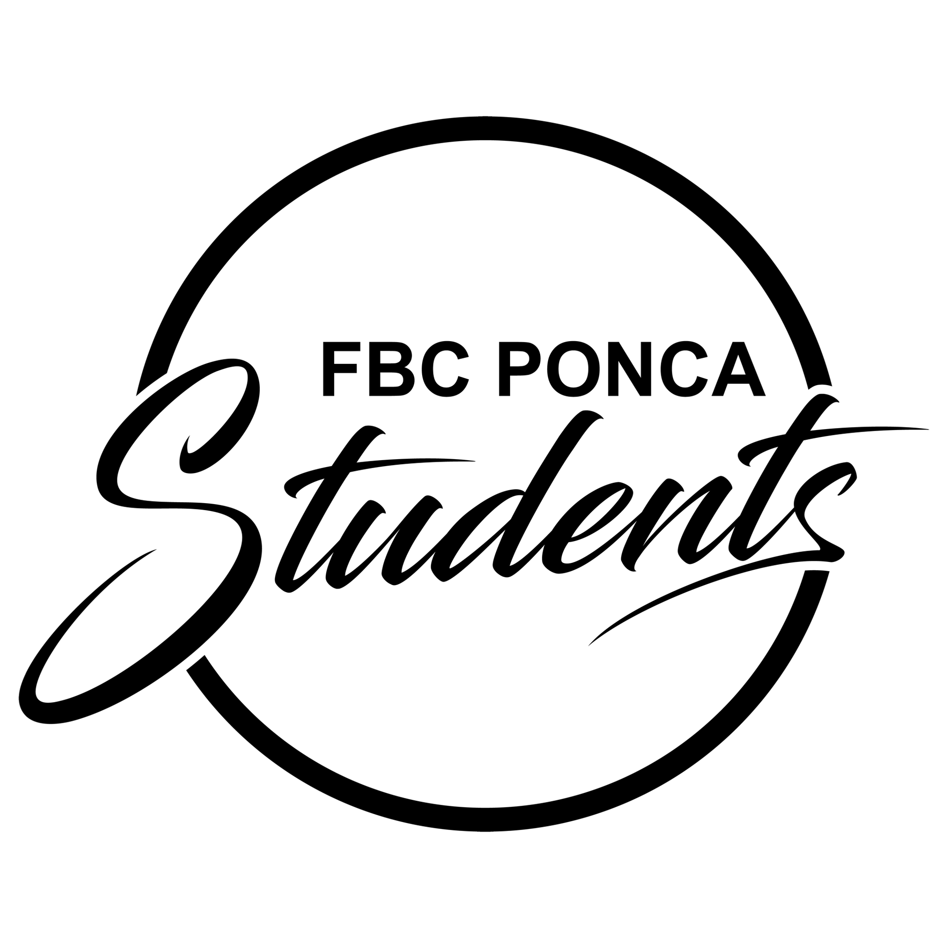FBC PONCA Students logo: black text 