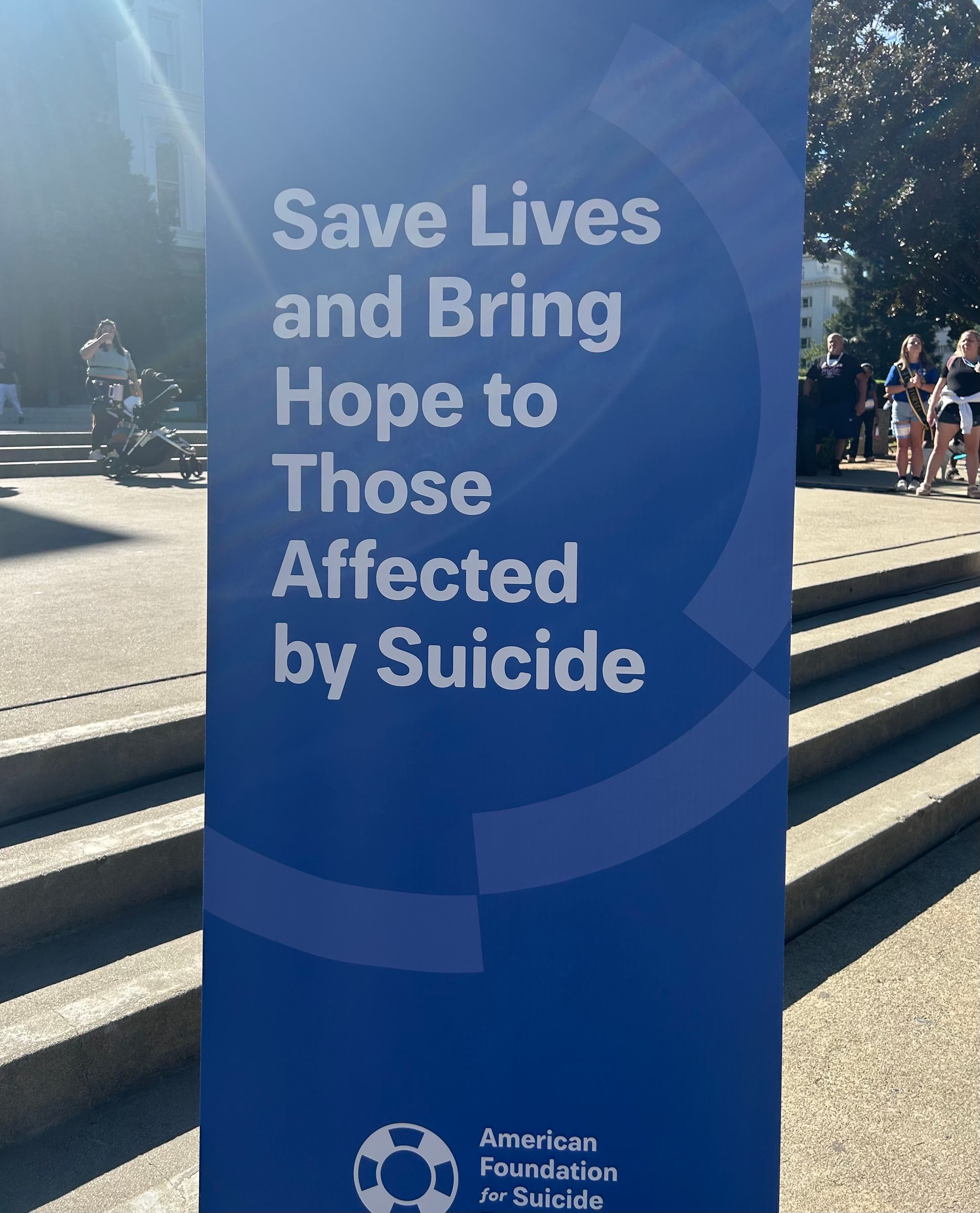A banner at the Sacramento State Capitol encouraging Hope