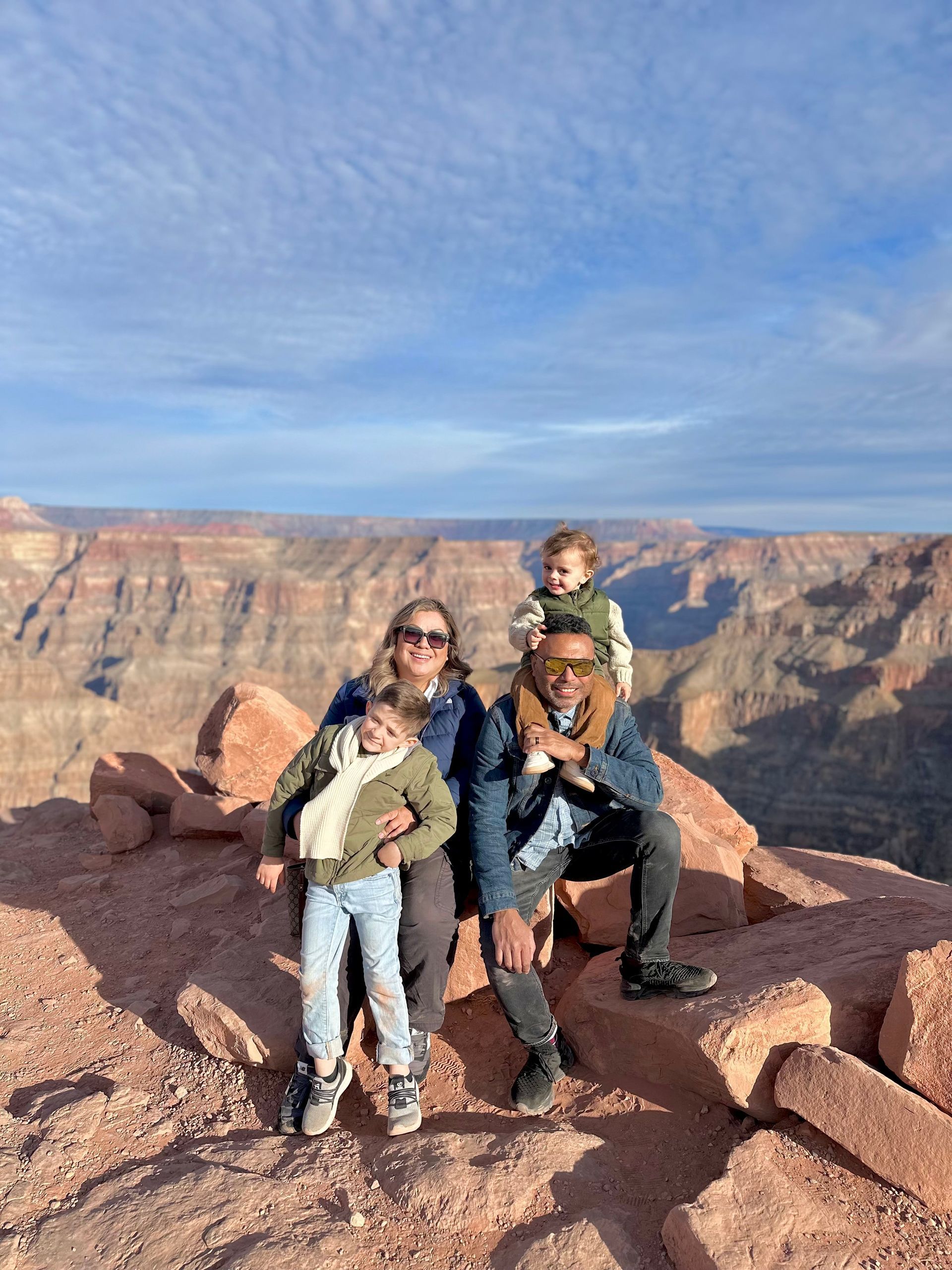 The family on a trip to the Grand Canyon
