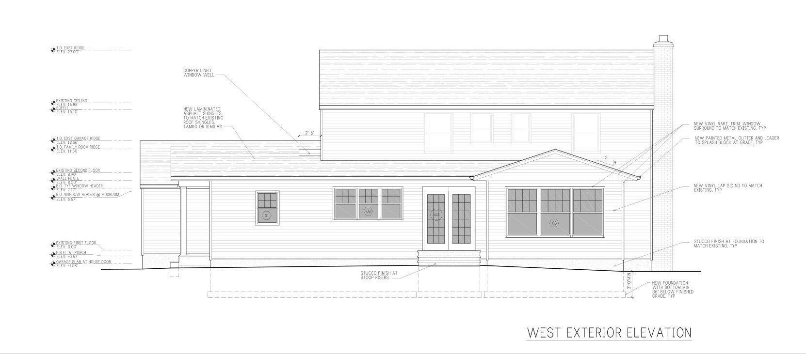 A black and white drawing of a house on a white background.