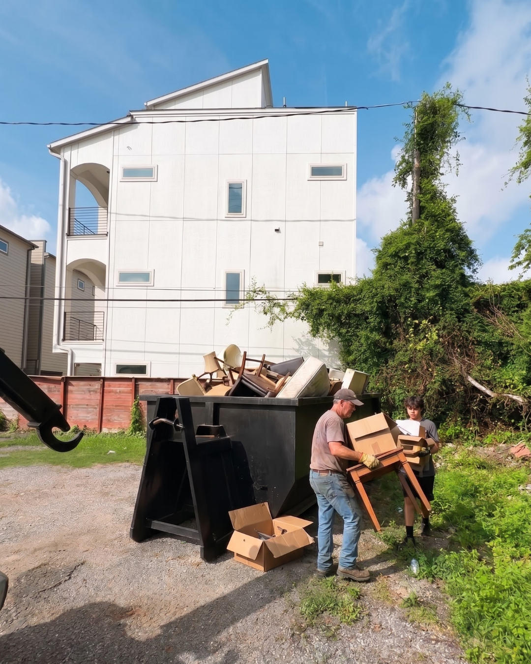 A photo of a landlord completing a rental property cleanout for the next tenant moving in. 