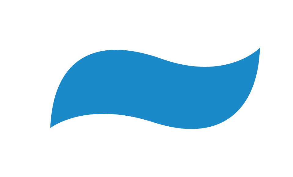 Blue wavy banner or ribbon shape on a white background