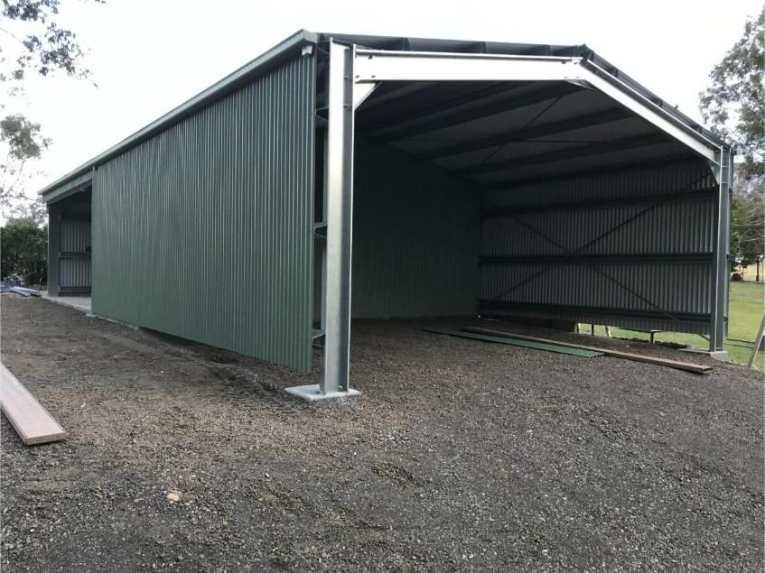 Green Metal Shed — Bridgey's Constructions in Wallabi Point, NSW