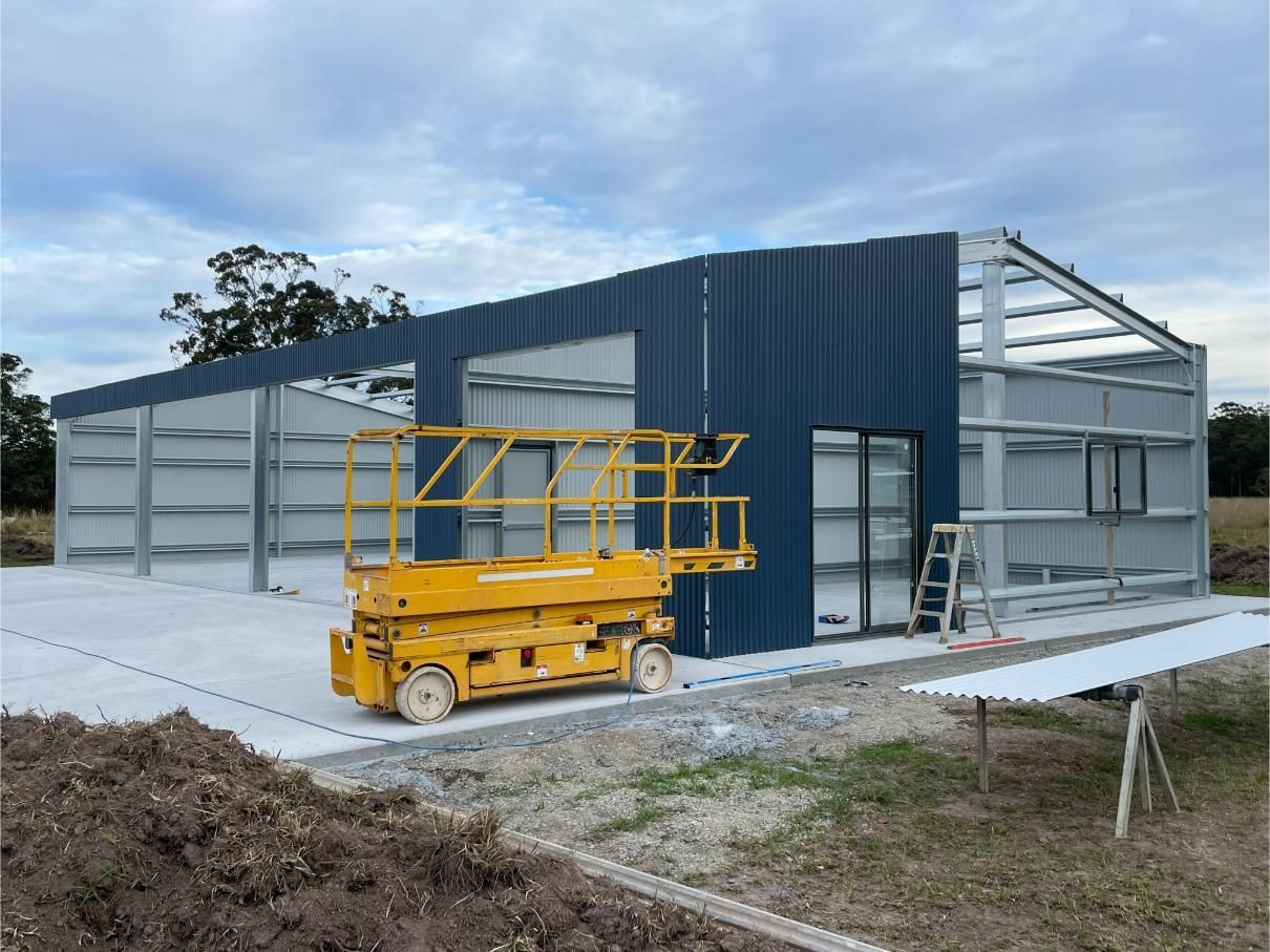 A Partially Constructed Metal Building — Bridgey's Constructions in Port Macquarie, NSW