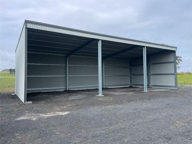 Open Front Metal Storage Shed on Gravel — Bridgey's Constructions in Wallabi Point, NSW