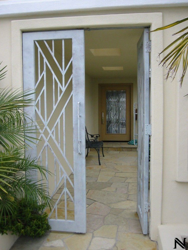 A door that has a geometric design on it
