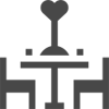 A table and chairs with a heart on top of it.