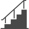 A staircase with a railing on a white background.