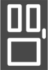 A digital clock with a black background and white squares on it.