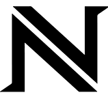 A black and white silhouette of the letter n on a white background.