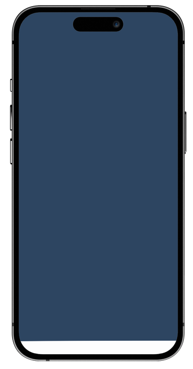 A drawing of a cell phone with a blue screen.